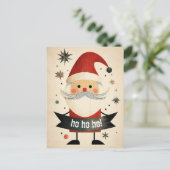 Schattigee Kerstman met een  banner Feestdagenkaart (Staand voorkant)