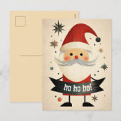 Schattigee Kerstman met een  banner Feestdagenkaart (Voorkant / Achterkant)