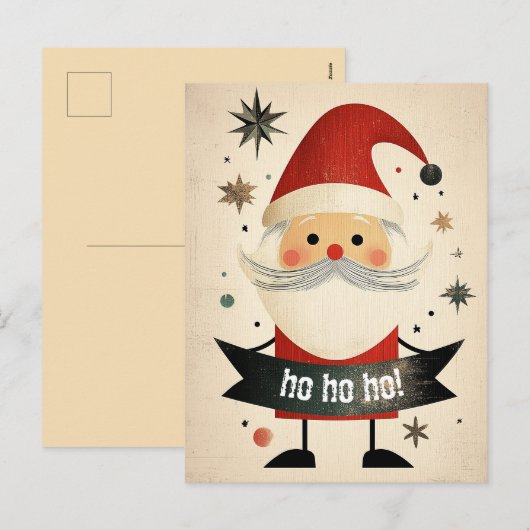 Schattigee Kerstman met een  banner Feestdagenkaart (Voorkant / Achterkant)