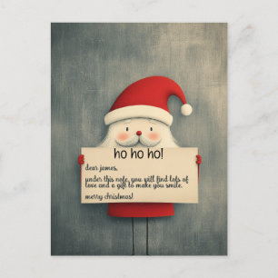 Schattigee Kerstman met een banner Feestdagenkaart