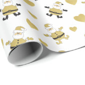 Schattigee Kerstman met gouden harten Cadeaupapier (Rol Hoek)