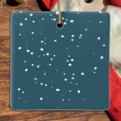 Schattigee kerstman met lijst donkerblauw kerstorn keramisch ornament