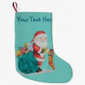 Schattigee Kerstman met speelgoed in zak voor Kers Kleine Kerstsok (Voorkant)