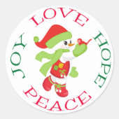 Schattigee Kerstman met Vogel Ronde Sticker (Voorkant)