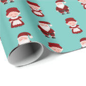 Schattigee Kerstman/mevrouw Kerstmis Cadeaupapier (Rol Hoek)