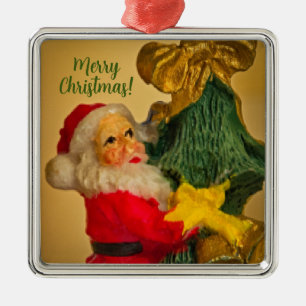 Schattigee Kerstman op de Vintage van de kerstboom Metalen Ornament