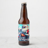Schattigee kerstman op een motor bier etiket (Voorkant)