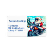 Schattigee kerstman op een motor etiket (Voorkant)