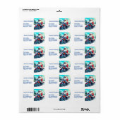 Schattigee kerstman op een motor etiket (Full Sheet)