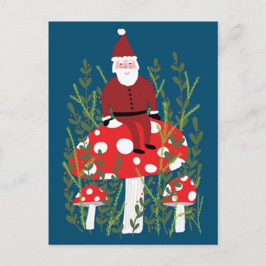 Schattigee Kerstman op magische paddestoel Xmas Briefkaart (Voorkant)