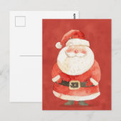 Schattigee kerstman op rode Waterverf Briefkaart (Voorkant / Achterkant)