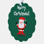 Schattigee Kerstman op roller schaatsen papier Ker Ornament Kaart (Links)