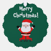 Schattigee Kerstman op roller schaatsen papier Ker Ornament Kaart (Voorkant)