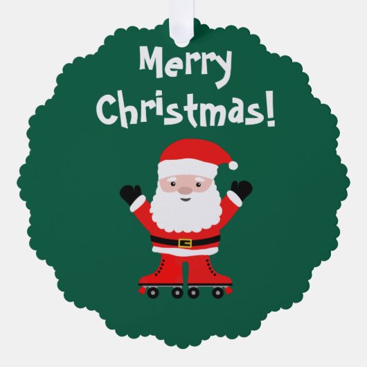 Schattigee Kerstman op roller schaatsen papier Ker Ornament Kaart (Voorkant)