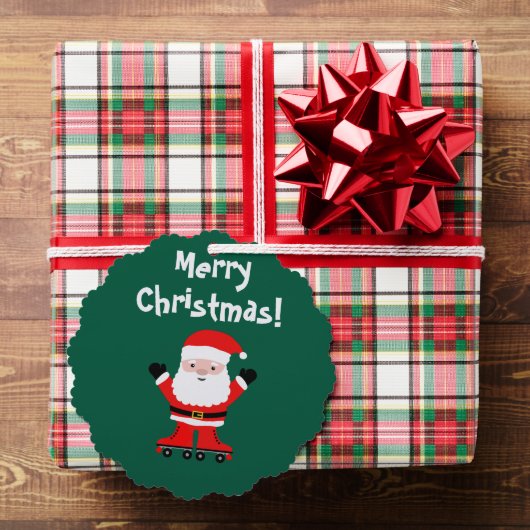 Schattigee Kerstman op roller schaatsen papier Ker Ornament Kaart (Insitu (Geschenk))