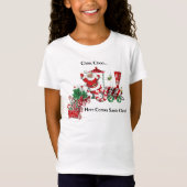 Schattigee Kerstman op Snoep Trein Letters Snoep C T-shirt (Voorkant)