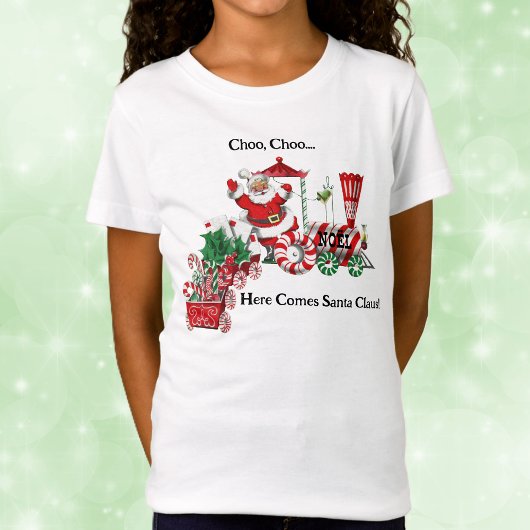 Schattigee Kerstman op Snoep Trein Letters Snoep C T-shirt