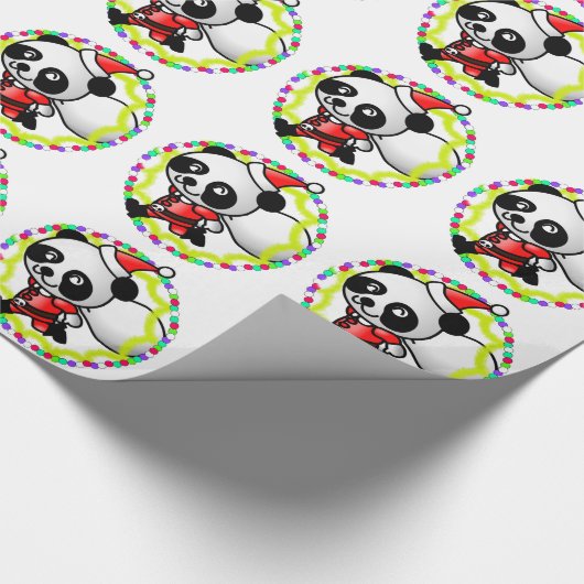 Schattigee Kerstman Panda met Cadeaus Cadeaupapier (Hoek)