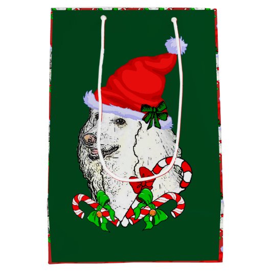 Schattigee kerstman poedel kerst medium cadeauzakje (Achterkant)