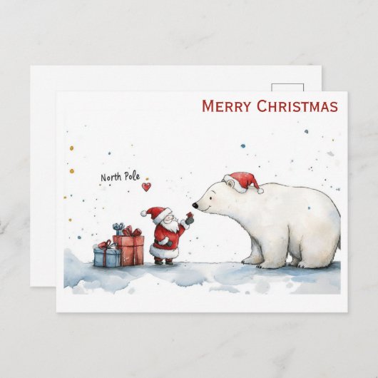 Schattigee Kerstman Polar Beer Noordpool Briefkaart (Voorkant / Achterkant)