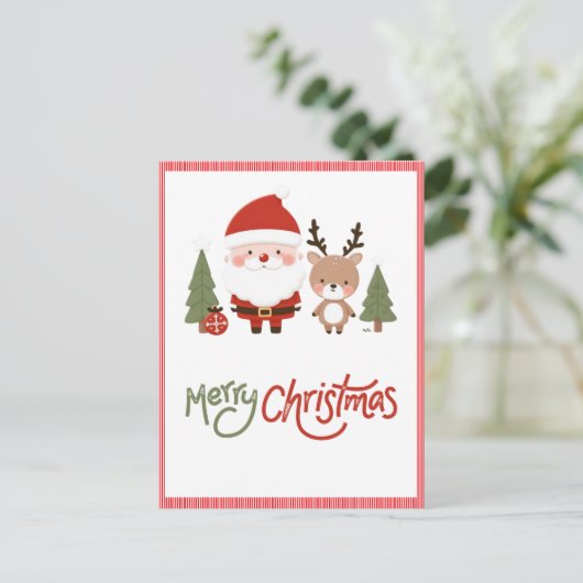 Schattigee Kerstman & Rendier Briefkaart (Staand voorkant)