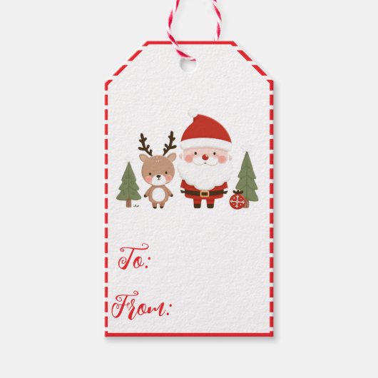 Schattigee Kerstman & Rendier Cadeaulabel (Voorkant)