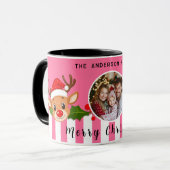 Schattigee Kerstman Rendier & Holly Familiefoto Mok (Voorkant links)