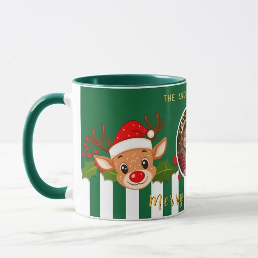 Schattigee Kerstman Rendier & Holly Familiefoto Mok (Links)