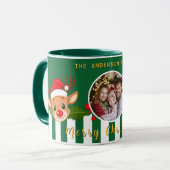 Schattigee Kerstman Rendier & Holly Familiefoto Mok (Voorkant links)