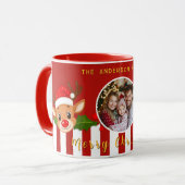 Schattigee Kerstman Rendier & Holly Familiefoto Mok (Voorkant links)