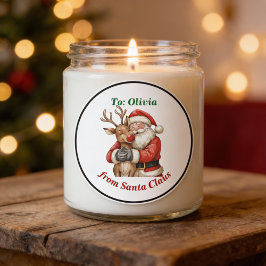 Schattigee Kerstman & Rendier Hug Custom Red Chris Ronde Sticker