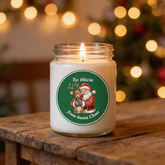 Schattigee Kerstman & Rendier Hug Custom Red Chris Ronde Sticker