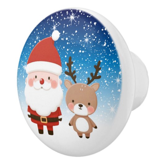 Schattigee Kerstman & Rendier Keramische Knop (Rechts)