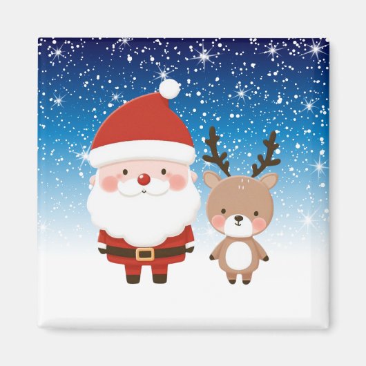 Schattigee Kerstman & Rendier Magneet (Voorkant)