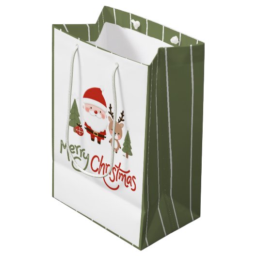 Schattigee Kerstman & Rendier Medium Cadeauzakje (Voorkant Gekanteld)
