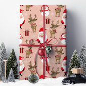 Schattigee Kerstman Rendier Sneeuwman Kerstmis Cadeaupapier