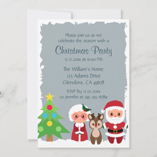 Schattigee kerstman | rendier | Snow Flake kerstfe Kaart (Voorkant)