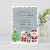 Schattigee kerstman | rendier | Snow Flake kerstfe Kaart (Staand voorkant)