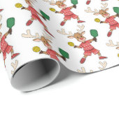 Schattigee Kerstman rendier spelen Pickleball Cadeaupapier (Rol Hoek)