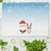 Schattigee Kerstman & Rendier Theedoek (Gevouwen)