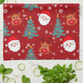 Schattigee kerstman rendier theedoek (Gevouwen)