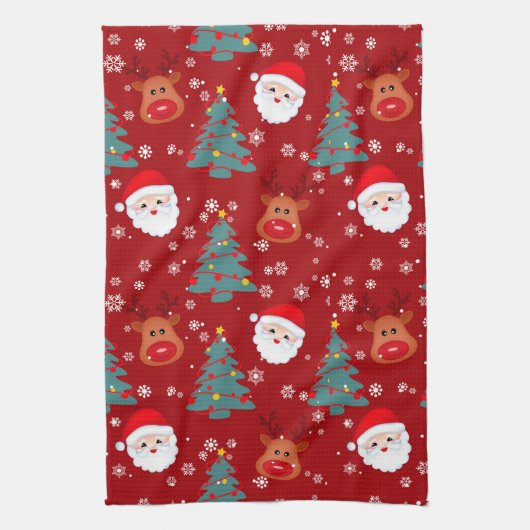 Schattigee kerstman rendier theedoek (Verticaal)