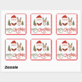 Schattigee Kerstman & Rendier Vierkante Sticker (Vel)