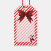 Schattigee kerstman rode boog vrolijke kerststrepe cadeaulabel (Voorkant)