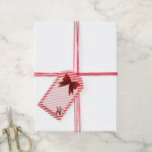 Schattigee kerstman rode boog vrolijke kerststrepe cadeaulabel (Met Touw)