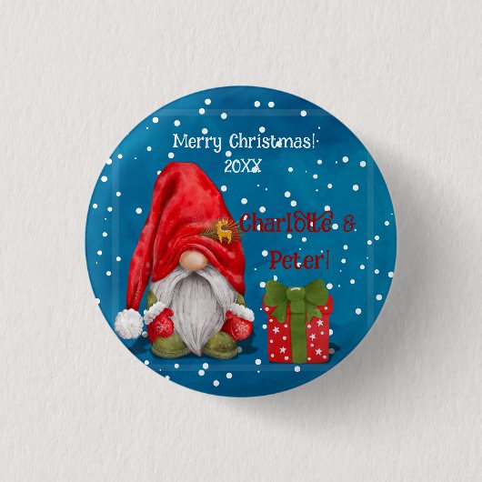  Schattigee Kerstman Ronde Button 3,2 Cm (Voorkant)