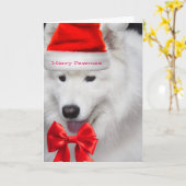 Schattigee Kerstman Samojeed vrolijke kerstkaart Kaart (Gele Bloem)