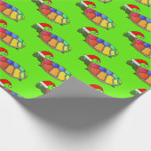 Schattigee Kerstman Schildpad Patroon Kerstpapier Cadeaupapier (Hoek)