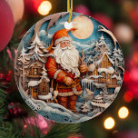Schattigee Kerstman Sinterklaas Gepersonaliseerd Keramisch Ornament<br><div class="desc">Introductie van ons charmante en grillige Sinterklaas ornament! Perfect voor het vieren van de feestdagen, dit schattige ornament beeldt een kerstman door een huisje in een winter wonderland dennenbos. De voortreffelijke aandacht voor detail en levendige kleuren maken van dit ornament een echte uitblinker op elke boom. Je kunt het personaliseren...</div>
