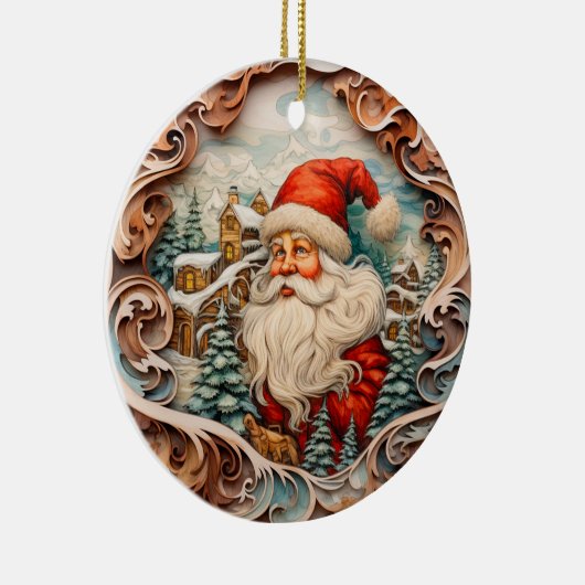 Schattigee Kerstman Sinterklaas Gepersonaliseerd Keramisch Ornament (Rechts)